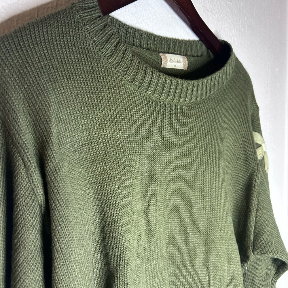 Olive Green Crewneck Knit Sweater